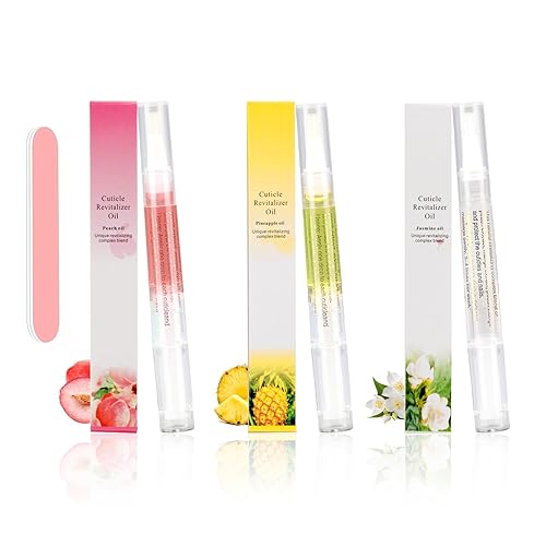 Cuticle Oil Pen,3PCS Nutrition Oil Pen with Nail File,Cuticle Oil for Nails with Natural Ingredients,Nail Oil Cuticle for Repairing Cracked and Dry Nail(Pineapple & Peach & Jasmine Flavor)