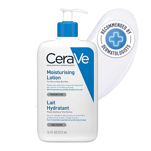 CeraVe Moisturising Lotion, for normal to very dry skin, Enriched with 3 Essential Ceramides, Hyaluronic Acid and MVe technology, CeraVe face moisturiser, Daily Hydrating Moisturiser, 473ml