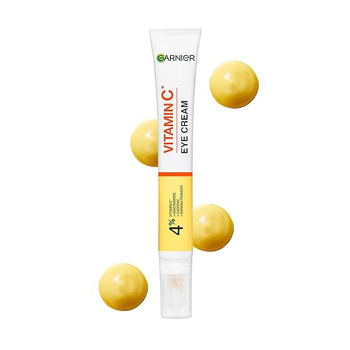 Garnier Vitamin C Eye Cream for Dark Circles, 4% Vitamin C, Niacinamide, Banana Powder, Caffeine, Brightening Eye Treatment For Dark Circles, Under Eye Bags And Puffiness, 15ml