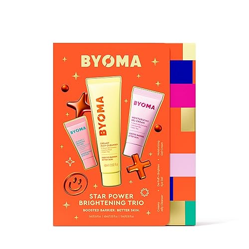 BYOMA Star Power Brightening Trio – 5ml De-Puff & Brighten Eye Gel, 60ml Creamy Jelly Cleanser, 15ml Moisturising Gel-Crea...