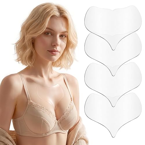 Bettinay 4Pack Silicone Chest Wrinkle Pads, Reusable Wrinkles Pad Patches Set for Travel Friendly Whilst Sleeping