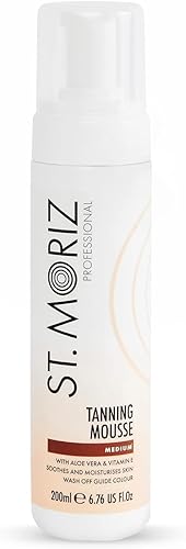 St Moriz Professional Instant Tanning Mousse in Medium | Fast Drying Vegan Fake Tan | With Aloe Vera & Vitamin E | For Streak Free Medium Golden Glow | Dermatologically Tested & Cruelty Free | 200ml