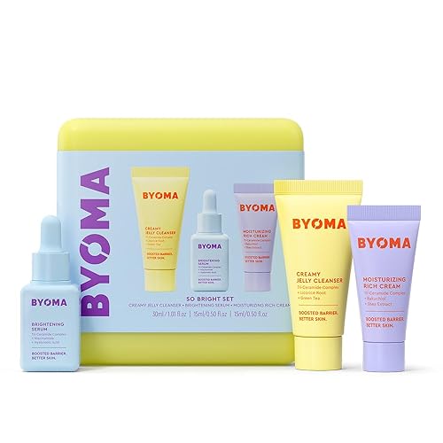 BYOMA So Bright Set - Barrier Repair Skincare Set for Brighter Skin (30ml, 15ml, 15ml) Creamy Jelly Cleanser, Brightening ...