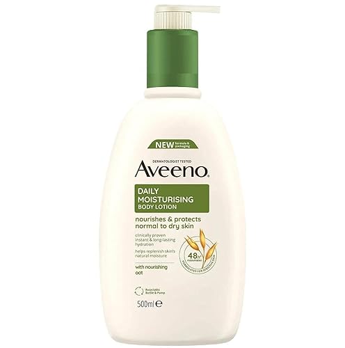 Aveeno Daily Moisturising Body Lotion 500 ml for Sensitive Skin, Enriched with Nourishing Oats, Provides Long-Lasting Hydration and Soothes Dry, Irritated Skin Effectively