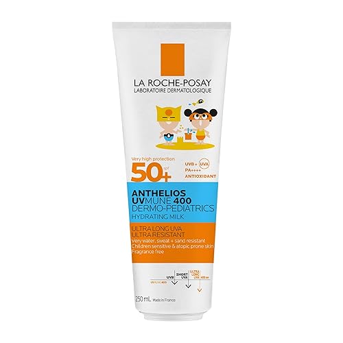 La Roche-Posay Anthelios UVMune 400 Dermo-Pediatrics Hydrating Lotion SPF50+ Children's Sunscreen With Mexoryl 400, Shea Butter, & Vitamin E, UVB and UVA Protection, 250ml