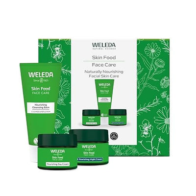 Weleda Skin Food Face Care Gift Set, 3in1 Skin Care Set - Skin Food Cleansing Balm, Day Cream & Night Cream, for Women & Men, Certified Natural