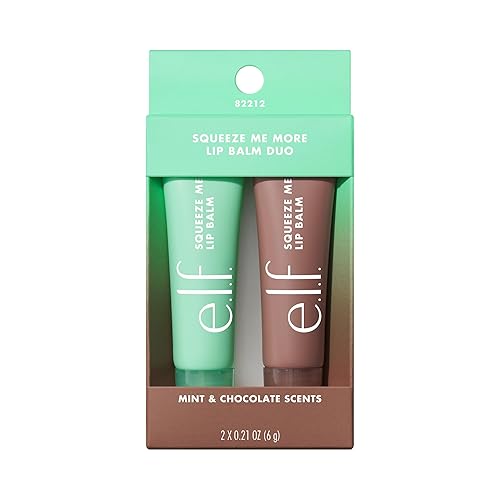 e.l.f. Squeeze Me Lip Balm Duo, Moisturizing Lip Balm for a Sheer Tint of Colour, Infused with Hyaluronic Acid, Vegan & Cruelty-Free, MINT/CHOCOLATE