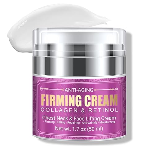 Retinol Collagen 5-in-1 Anti Aging Cream, Firming Lifting Anti Wrinkle Neck Moisturizer, Hydrating Repair Anti-Sagging Skin Care Lotion for Face Neck Chest Daily Beauty Skincare (Purple)