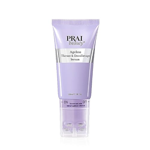 PRAI Ageless Throat & Decolletage Serum 60ml with Rollerball Applicator - Anti-Ageing, Collagen Boosting Skincare - Firms & Tightens Skin, Smooths Wrinkles, Tones & Hydrates Neck & Cleavage