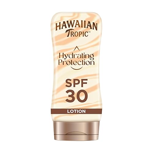 Hawaiian Tropic Hydrating Protection Sunscreen Lotion, Water Resistant SPF 30 UVA Plus UVB Protection Suncream, 12-Hour Moisturising Sun Lotion with Cocoa and Shea Butter, 180 ml