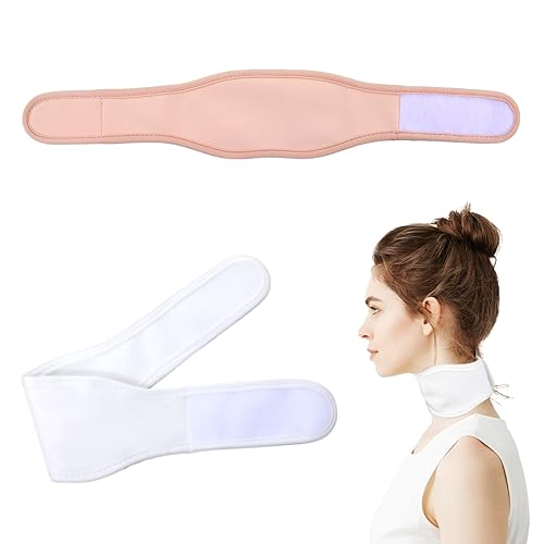 QFGasre Castor Oil Neck Wrap for Thyroid, 2 Pcs Reusable Castor Oil Compress Pack Wrap for Thyroid Neck Organic Cotton Necks Care Kits for Women Men, Anti-Oil Leak, Oils Not Include (White + Khaki)