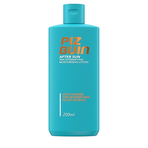 Piz Buin After Sun Tan Intensifying Moisturising Lotion (200ml), Nourishing Aftersun Cream with Vitamin E and Shea Butter, Ideal to Soothe Sensitive Skin, with Tanimel Tan Intensifying Plant Extract