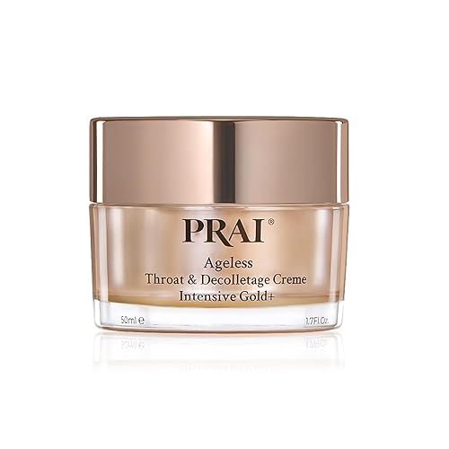 PRAI Ageless Throat & Decolletage Intensive Gold Creme 50ml - Real 24K Gold - Anti-Ageing, Anti-Wrinkle Brightening Skincare Cream - Hydrates & Firms Skin - Neck Moisturiser with Hyaluronic Acid