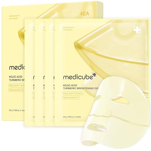 medicube Kojic Acid Turmeric Brightening Gold Jelly Gel Mask | Overnight Face Mask for Glass Glow Skin- Elasticity, Hydrating, Firming and Moisturizing | Korean Skincare, 28grams x 4ea