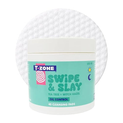 T-Zone Tea Tree & Witch Hazel Biodegradable Cleansing Pads (40 Pads) - Instantly Remove Dirt, Oil & Makeup, Unclogs Pores,...