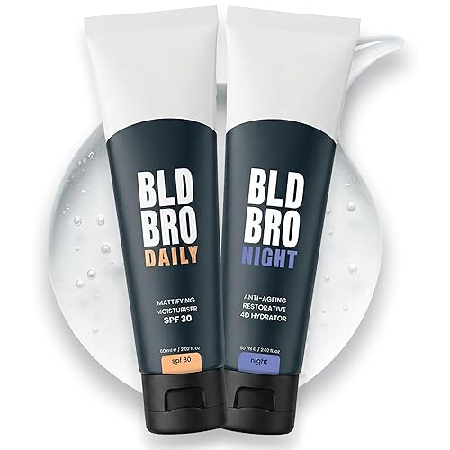 BLD BRO SPF 30 + Night Duo, 24-Hour Skincare Set for Bald Men – Gel Moisturisers to Protect, Hydrate & Restore – 2×60 ml