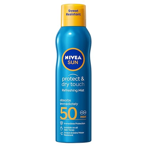 NIVEA SUN Protect & Dry Touch Refreshing Sun Mist Spray SPF50 (200ml), Water-Resistant Sun Spray, Immediate Protection Against UVA/UVB Rays, Sunburns and Premature Ageing (Packing May Vary)