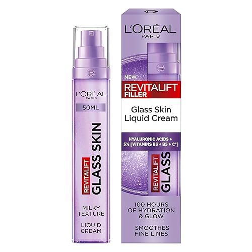 L'Oreal Paris Revitalift Filler Glass Skin Liquid Cream, Hybrid Milky Serum + Moisturiser, Korean-Skincare Inspired, For G...