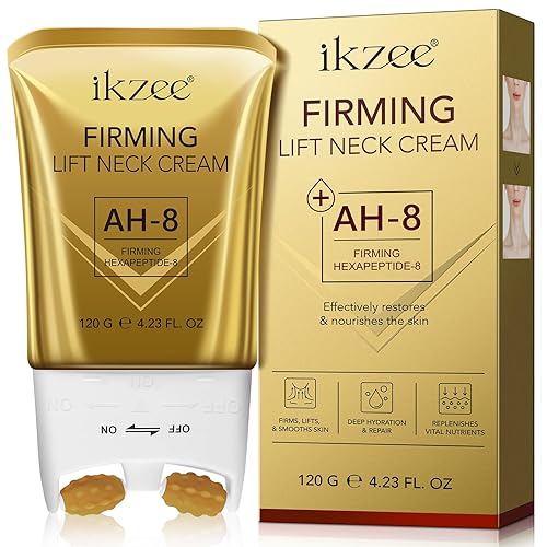AH-8 Firming Neck Cream, Neck Creams for Tightening and Firming with Double Massage Rollers - Reduces Wrinkles Fine Lines And Double Chin, Moisturizes & Tightens Skin, Improves Elasticity, 120g