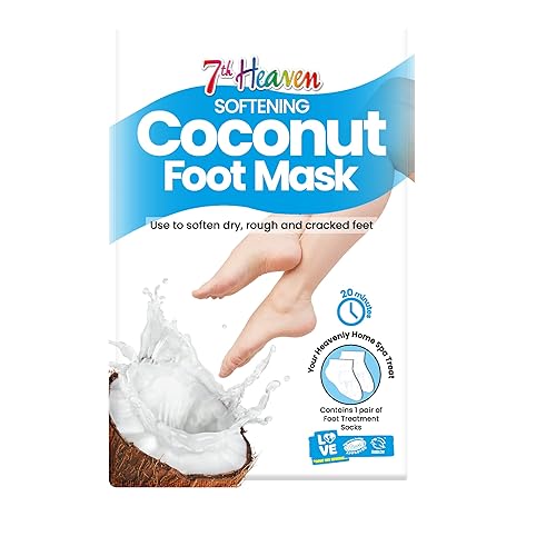 7th Heaven Coconut Foot Mask Socks - Softening Moisturising Socks with Shea Butter to Repair Dry, Rough & Cracked Feet - Feet Masks Treatment with Argan Oil