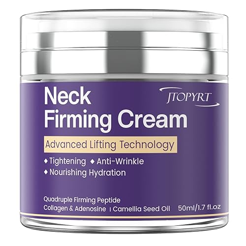 Neck Firming Cream: Neck Cream for Tightening and Firming Nourishing Hydration Smoothes Wrinkles Quadruple Firming Peptide & Acetyl Hexapeptide-8 Anti-Wrinkle Vegan 50ml/1.7fl oz