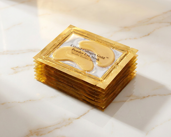 10 Pair Crystal Collagen 24k Gold Under Eye Gel Pad Face Mask Anti Aging Wrinkle Gel Under Eye Patches, Vegan Cruelty-Free Self Care